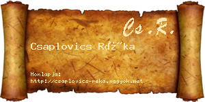 Csaplovics Réka névjegykártya
